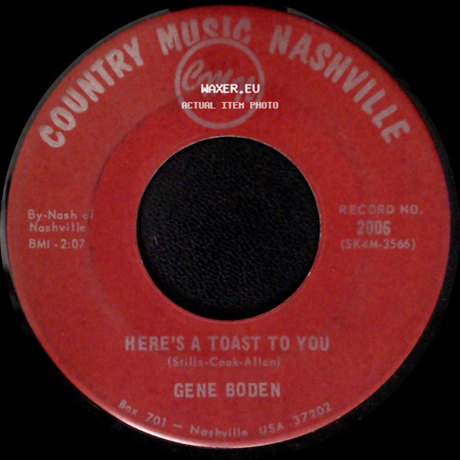 Gene Boden And Drayma Wells / Gene Boden - Shootin' Pool / Here's A Toast To You side B