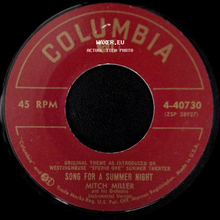 Mitch Miller / Mitch Miller And His Orchestra - Song For A Summer Night / Song For A Summer Night side B