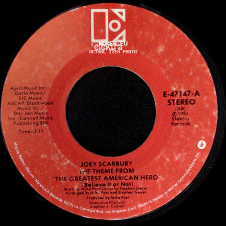 Joey Scarbury - That Little Bit Of Us / The Theme From "The Greatest American Hero" (Believe It Or Not) side B