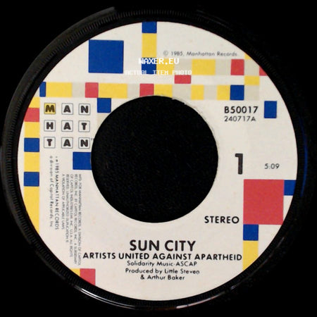Artists United Against Apartheid - Sun City / Not So Far Away (Dub Version) side A