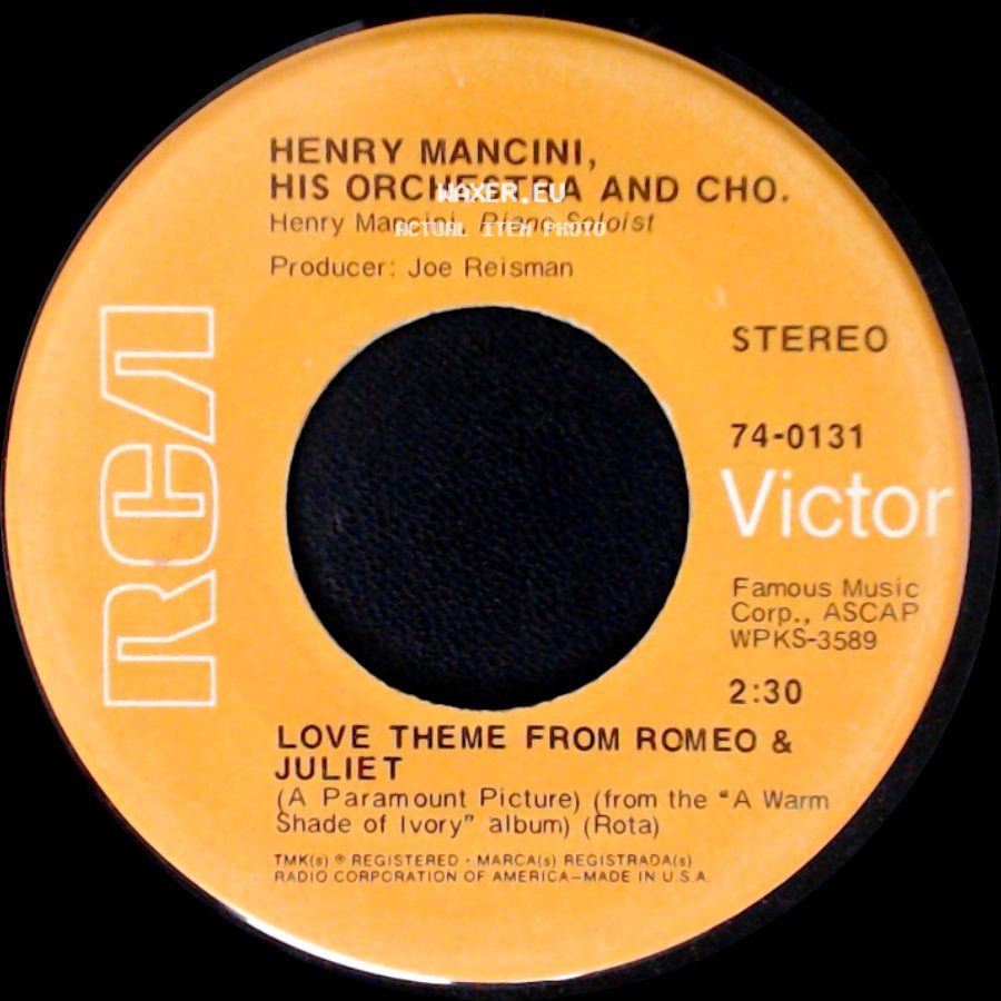 Henry Mancini And His Orchestra / Henry Mancini, His Orchestra And Cho. - The Windmills Of Your Mind / Love Theme From Romeo & Juliet side B