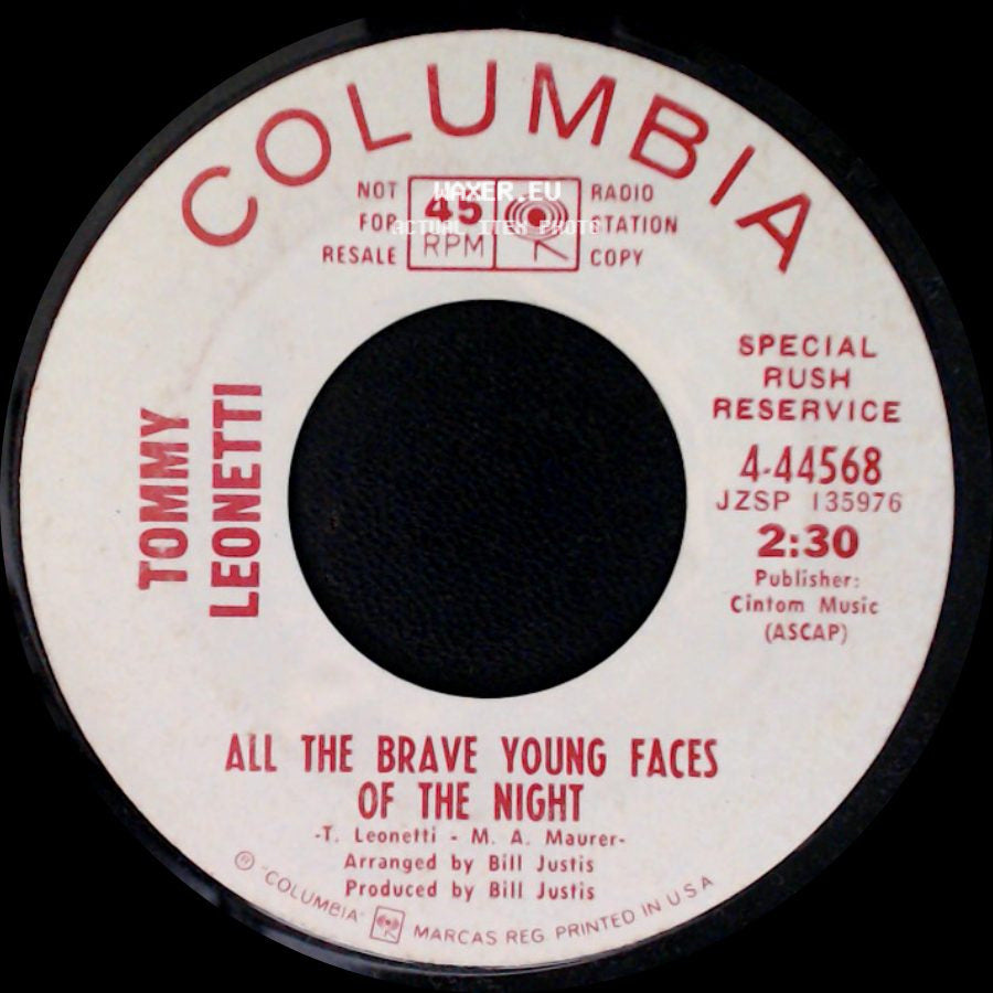 Tommy Leonetti - All The Brave Young Faces Of The Night / All The Brave Young Faces Of The Night side A
