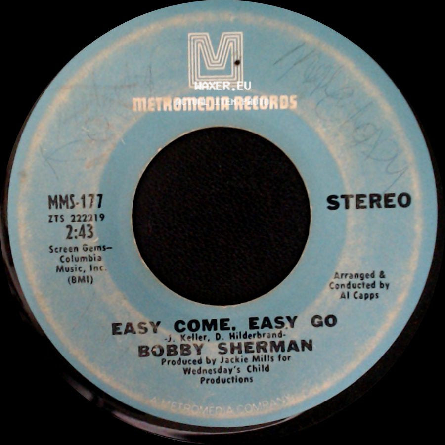 Bobby Sherman - Sounds Along The Way / Easy Come, Easy Go side B