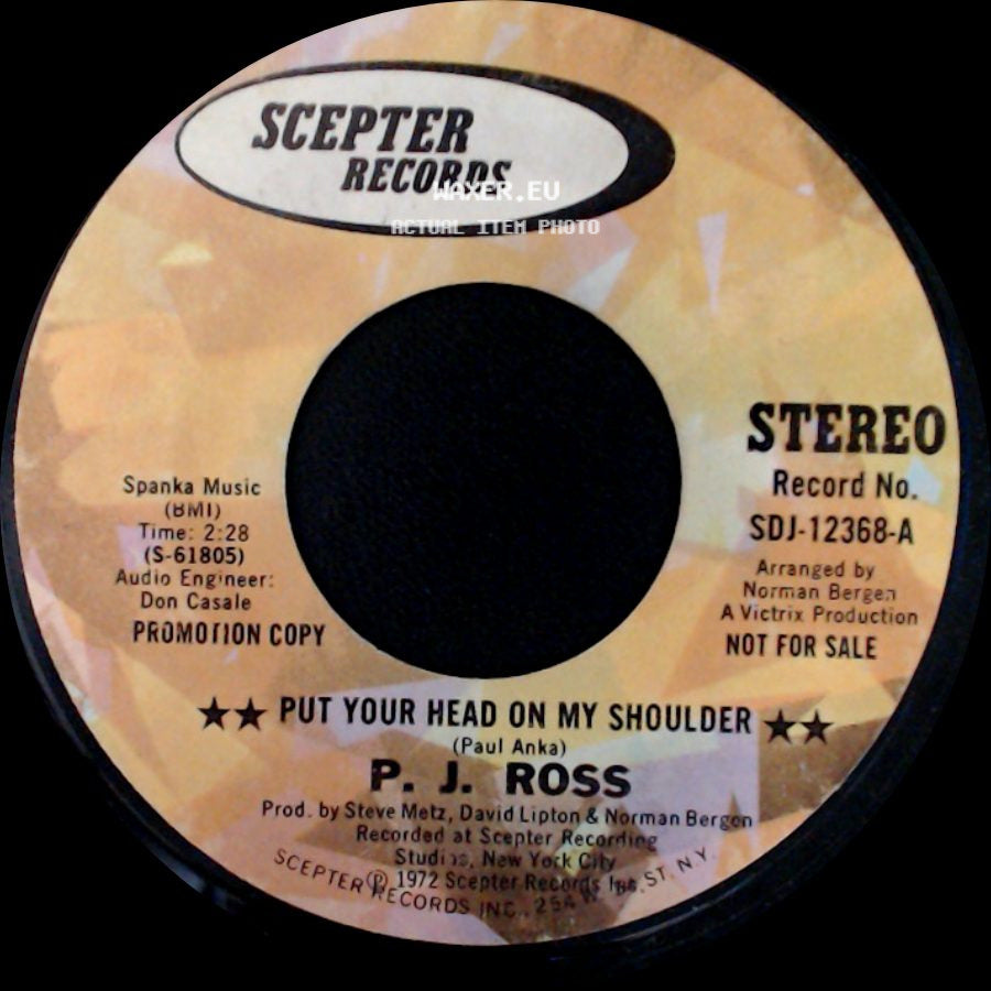 P. J. Ross - Put Your Head On My Shoulder / When You Told Me side A