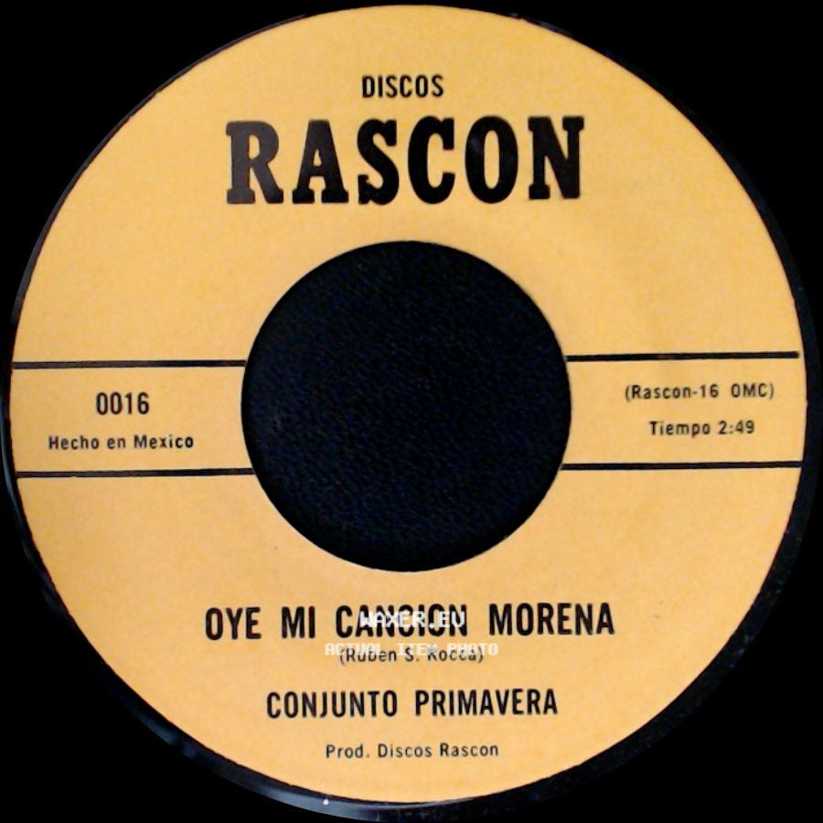 Conjunto Primavera - Su Recuerdo / Oye Mi Cancion Morena side B