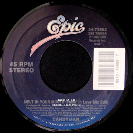 Candyman - The Mack Is Back / Melt In Your Mouth (Fallin' In Love Mix Edit) side B