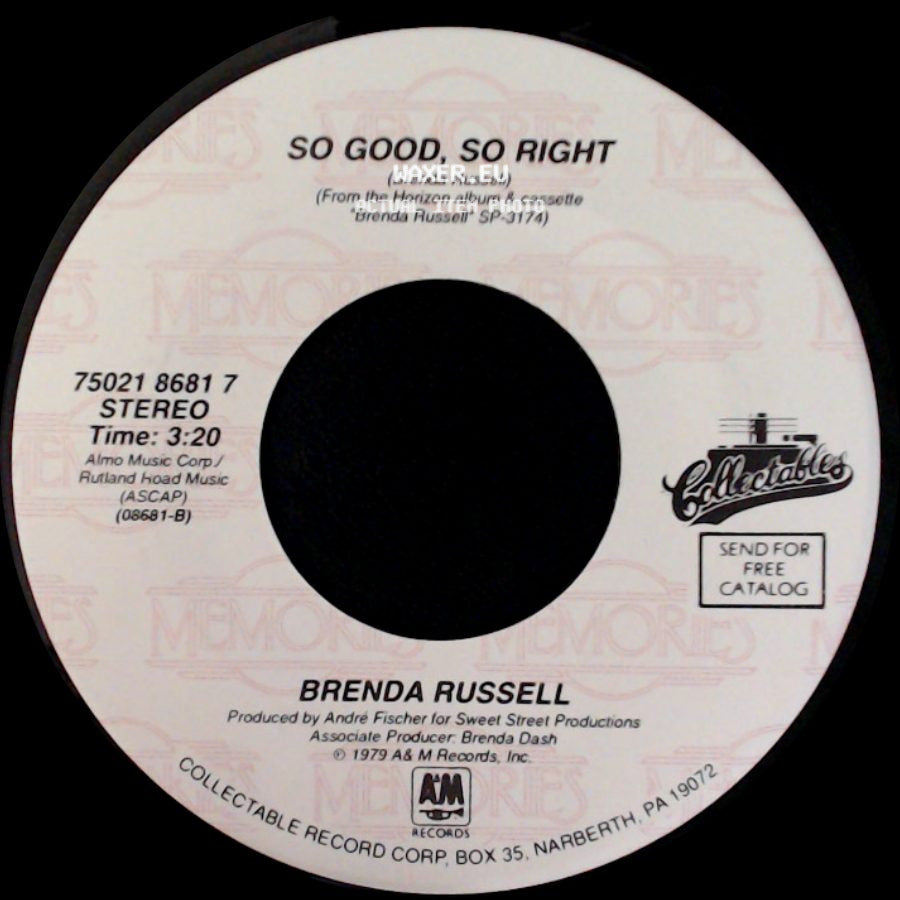 Brenda Russell - So Good, So Right / Piano In The Dark (Cry Just A Little) side A