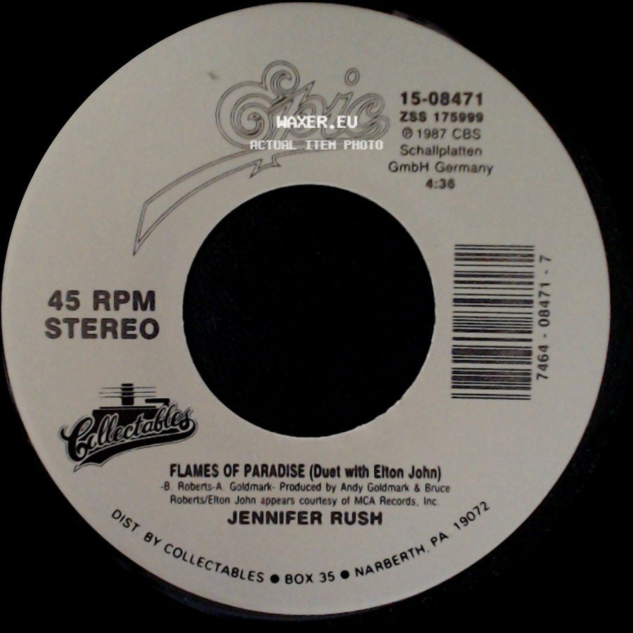 Jennifer Rush - The Power Of Love / Flames Of Paradise (Duet With Elton John) side B