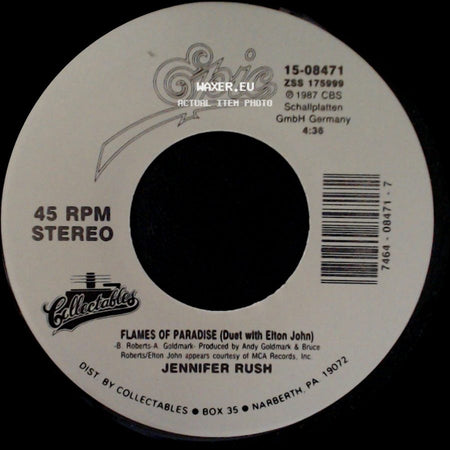 Jennifer Rush - The Power Of Love / Flames Of Paradise (Duet With Elton John) side B