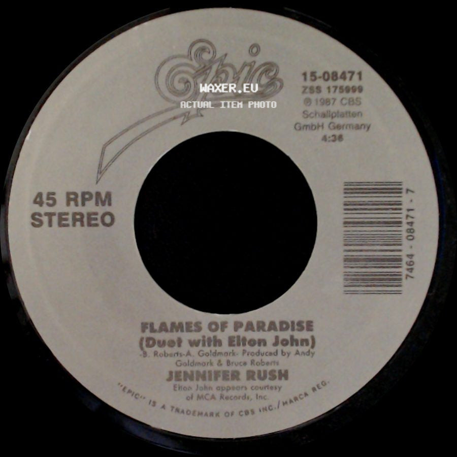 Jennifer Rush - Flames Of Paradise (Duet With Elton John) / The Power Of Love side A