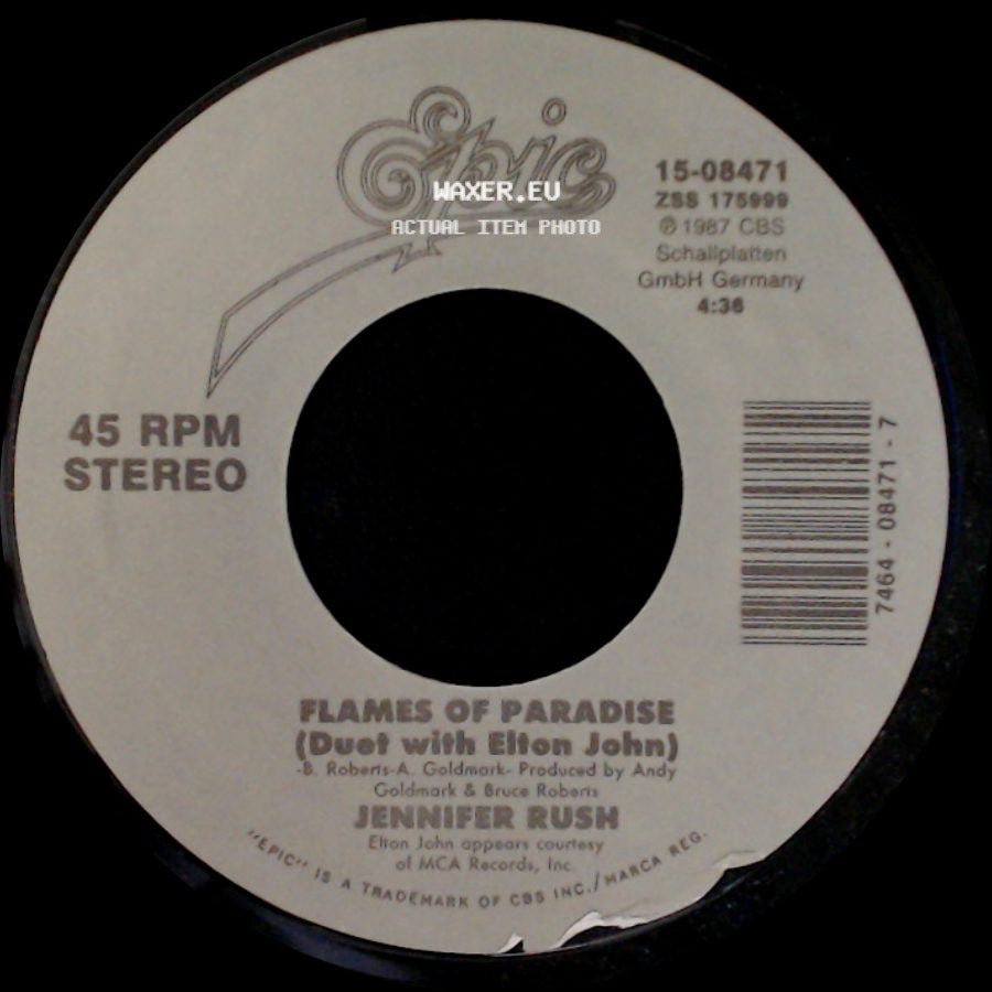 Jennifer Rush - Flames Of Paradise (Duet With Elton John) / The Power Of Love side A