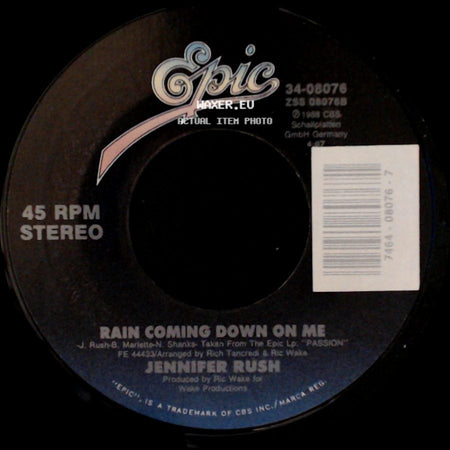 Jennifer Rush - You're My One And Only / Rain Coming Down On Me side B