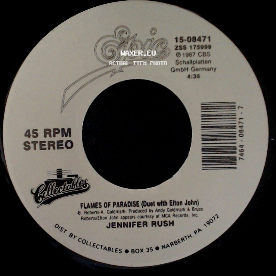 Jennifer Rush - The Power Of Love / Flames Of Paradise (Duet With Elton John) side B