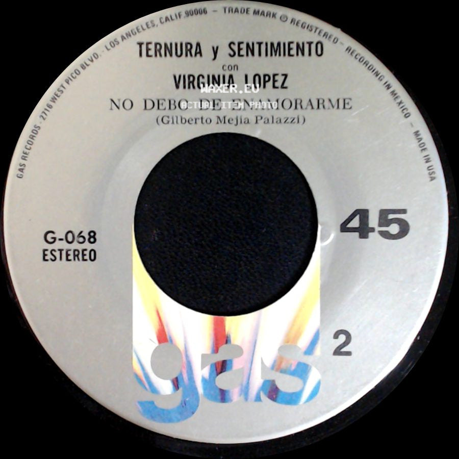 Alberto Vazquez / Ternura Y Sentimiento Con Virginia Lopez - Si Me Dices El Precio / No Debo De Enamorarme side B
