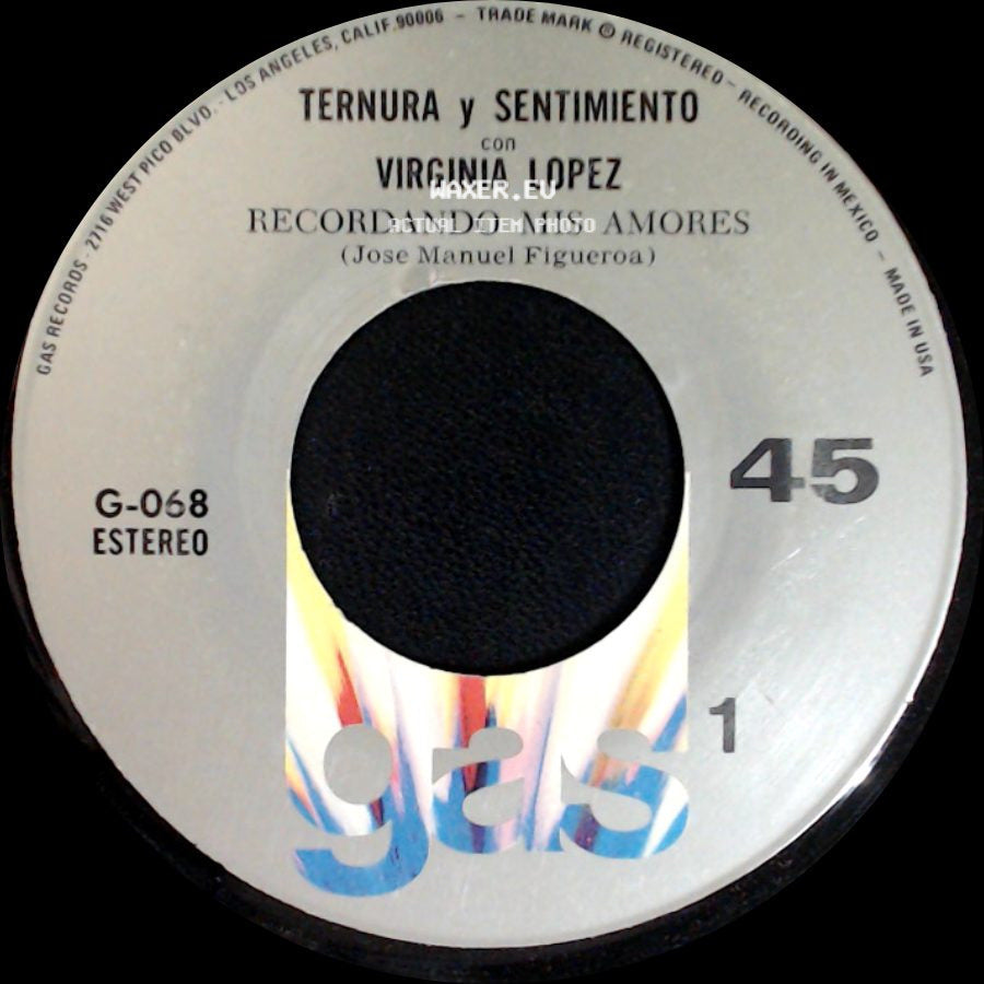 Ternura Y Sentimiento Con Virginia Lopez - Recordando Mis Amores / No Debo De Enamorarme side A