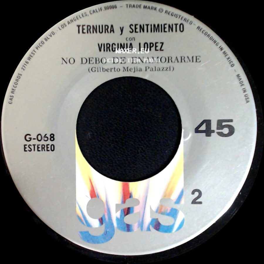 Ternura Y Sentimiento Con Virginia Lopez - Recordando Mis Amores / No Debo De Enamorarme side B