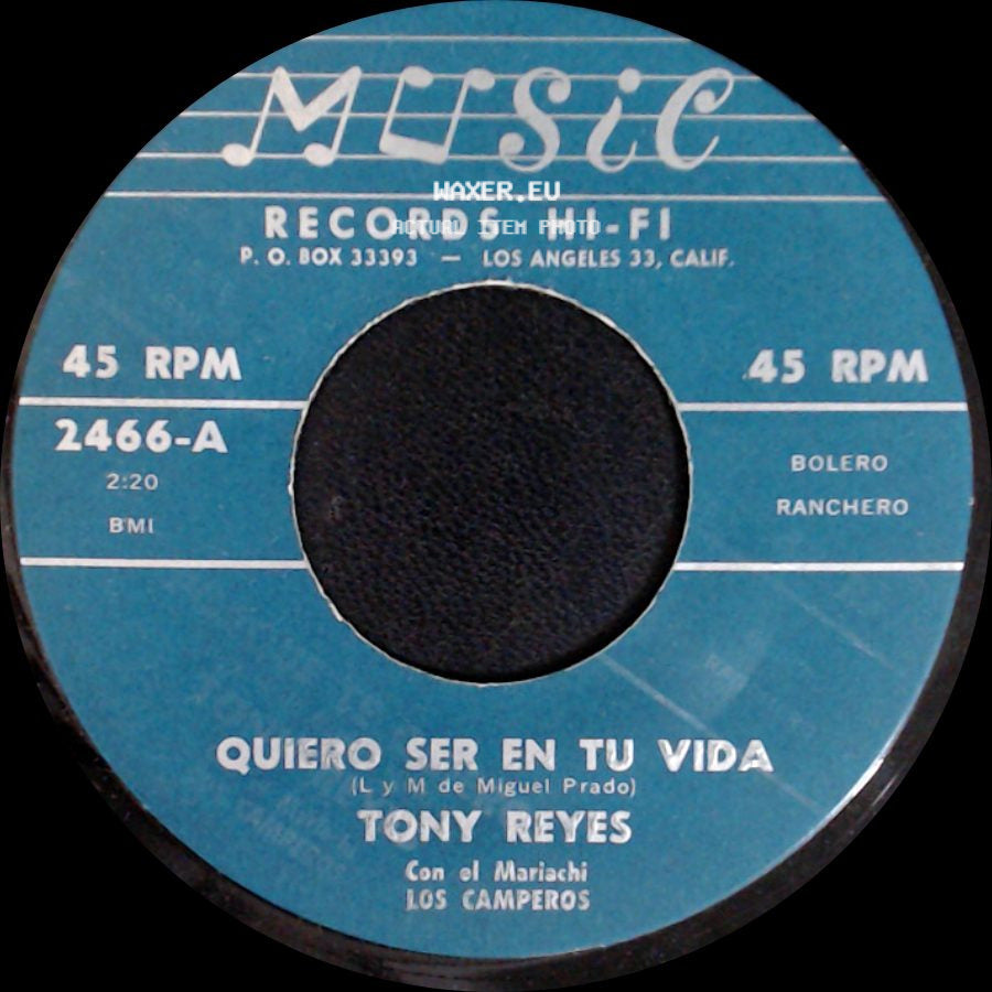 Tony Reyes - Quiero Ser En Tu Vida / Porque Te Quiero side A