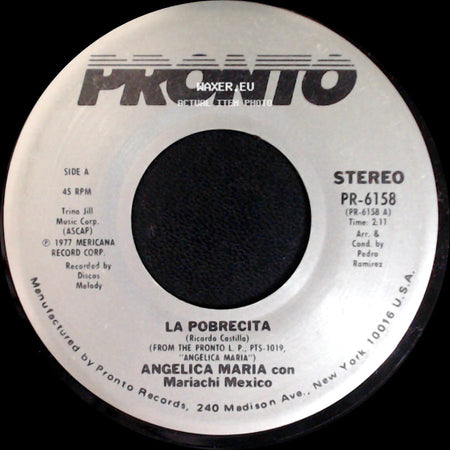Angelica Maria Con Mariachi Mexico - La Pobrecita / Mi Boleto side A