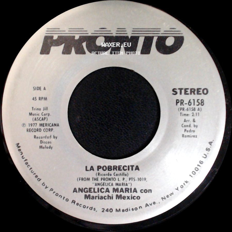 Angelica Maria Con Mariachi Mexico - La Pobrecita / Mi Boleto side A