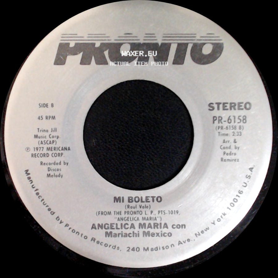 Angelica Maria Con Mariachi Mexico - La Pobrecita / Mi Boleto side B