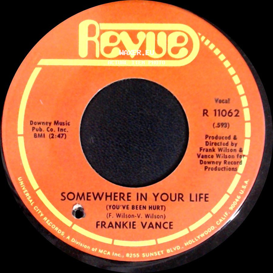 Frankie Vance - Somewhere In Your Life (You've Been Hurt) / You Are My Solution side A