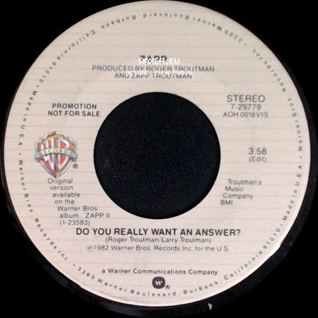 Zapp - Do You Really Want An Answer? / Do You Really Want An Answer? side B