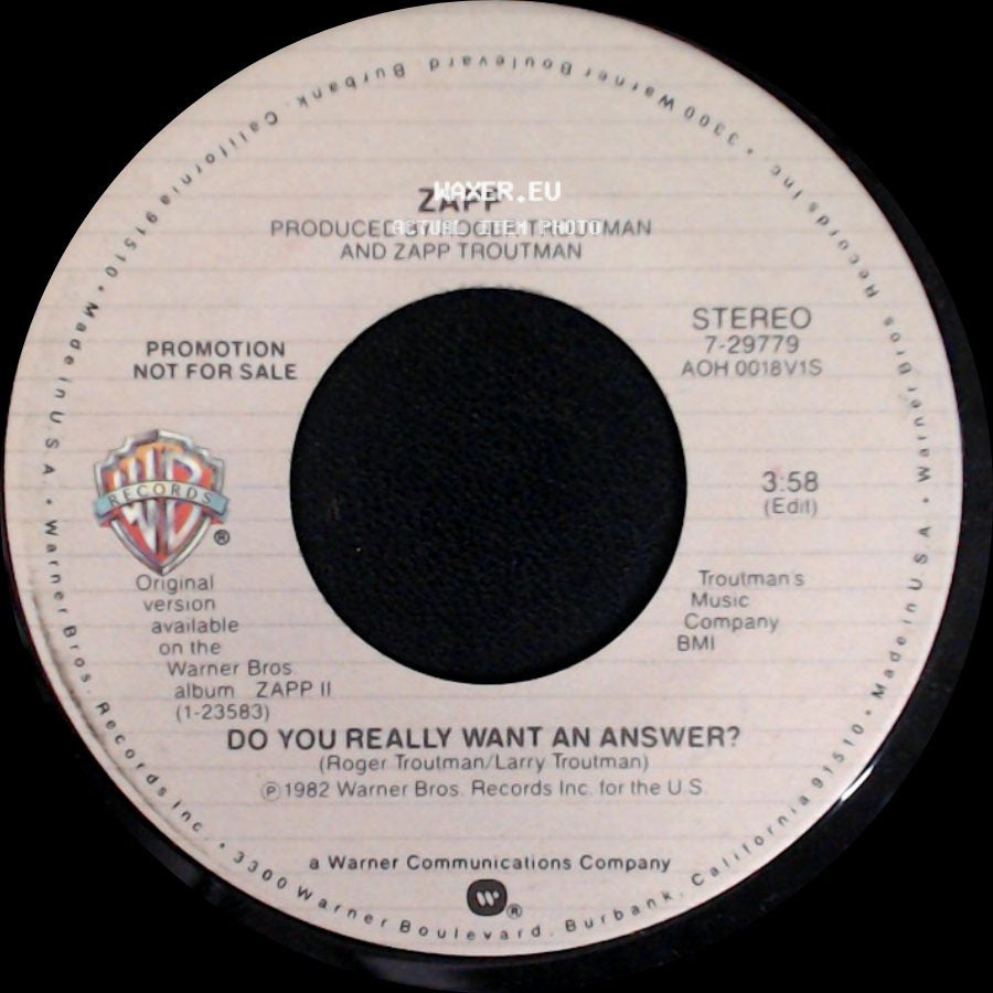 Zapp - Do You Really Want An Answer? / Do You Really Want An Answer? side B