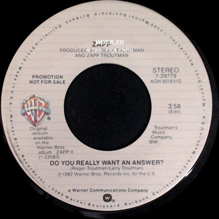 Zapp - Do You Really Want An Answer? / Do You Really Want An Answer? side B
