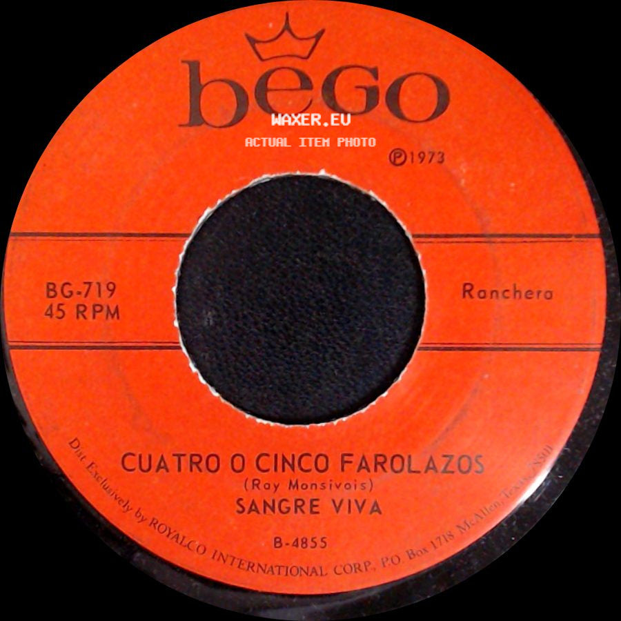 Sangre Viva - Cuatro O Cinco Farolazos / Que Vuelva Conmigo side A