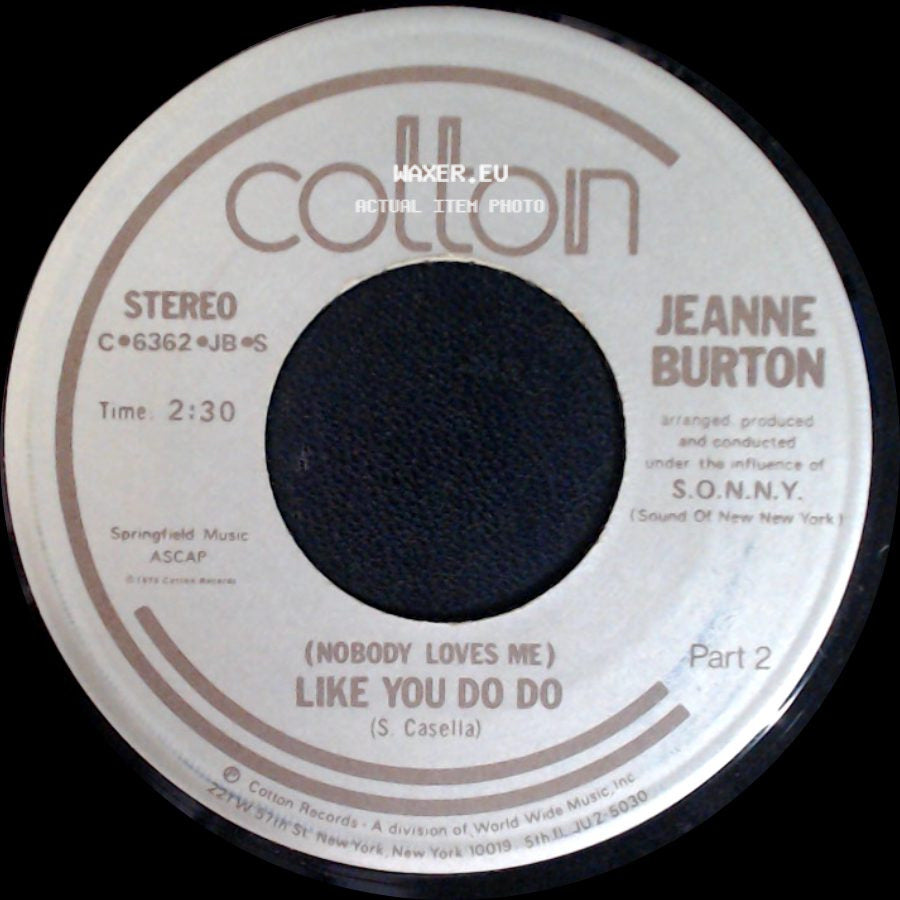 Jeanne Burton - (Nobody Loves Me) Like You Do Do / (Nobody Loves Me) Like You Do Do side B