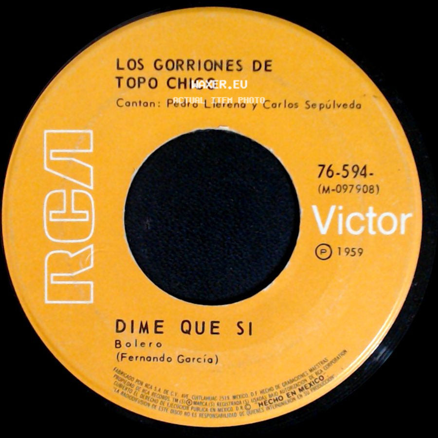 Los Gorriones De Topo Chico - Enamorado De Ti / Dime Que Si side B