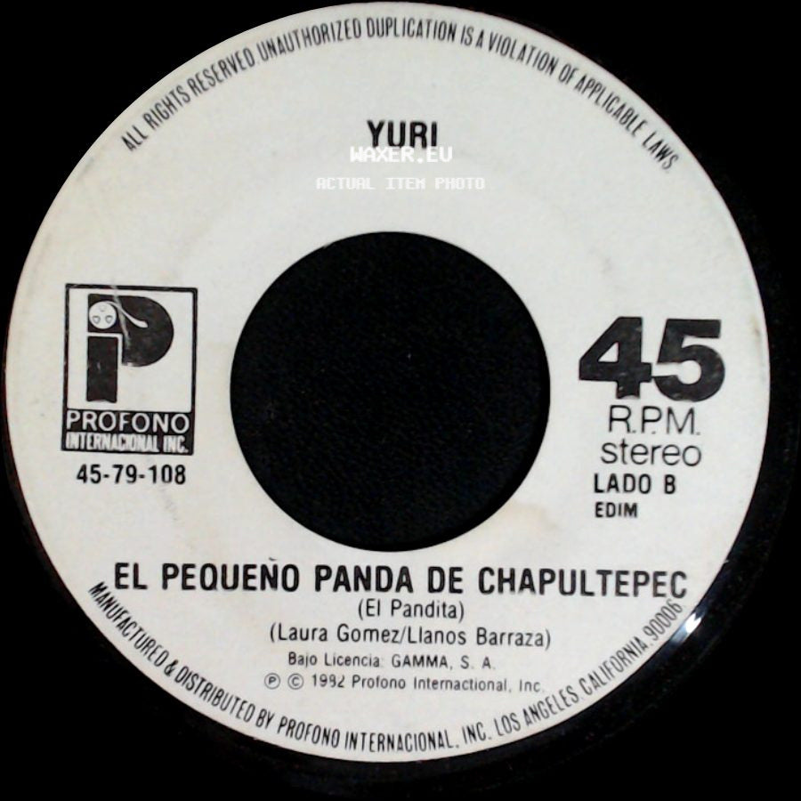 Yuri - Llena De Dulzura / El Pequeño Panda De Chapultepec (El Pandita) side B