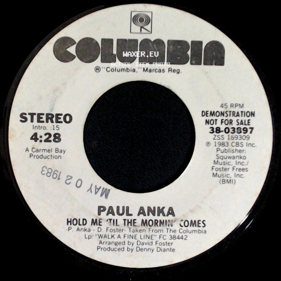 Paul Anka - Hold Me 'til The Morning Comes / Hold Me 'til The Mornin' Comes side A
