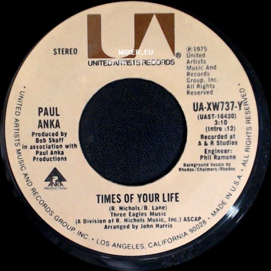 Paul Anka - Times Of Your Life / Times Of Your Life side A