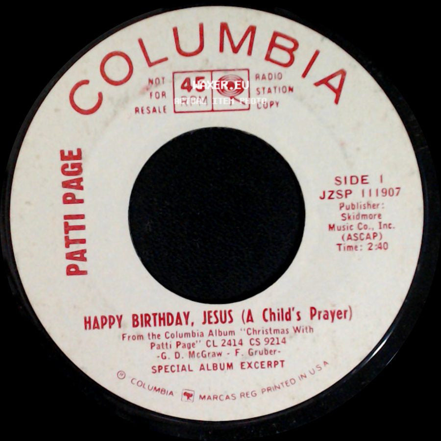 Patti Page - Happy Birthday, Jesus (A Child's Prayer) / Christmas Bells side A