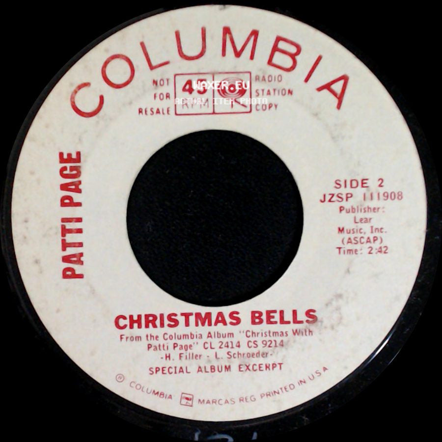 Patti Page - Happy Birthday, Jesus (A Child's Prayer) / Christmas Bells side B