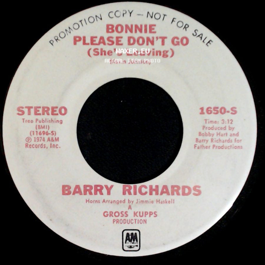 Barry Richards - Bonnie Please Don't Go (She's Leaving) / Bonnie Please Don't Go (She's Leaving) side A