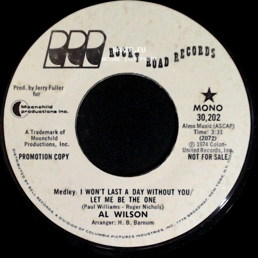 Al Wilson - Medley: I Won't Last A Day Without You / Let Me Be The One / Medley: I Won't Last A Day Without You / Let Me Be The One side A