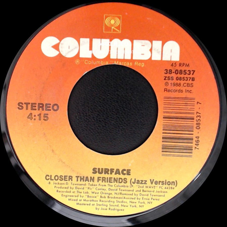 Surface - Closer Than Friends (Jazz Version) / Closer Than Friends side A