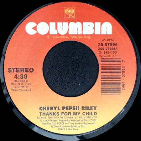 Cheryl Pepsii Riley - Thanks For My Child / Child (The Confrontation Mix) side A