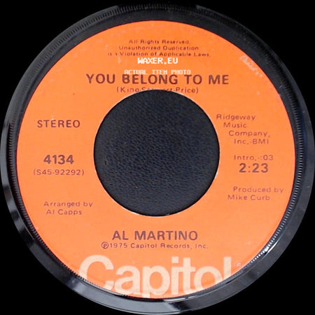 Al Martino - You Belong To Me / Volare side A