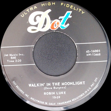 Robin Luke - Walkin' In The Moonlight / Make Me A Dreamer side A