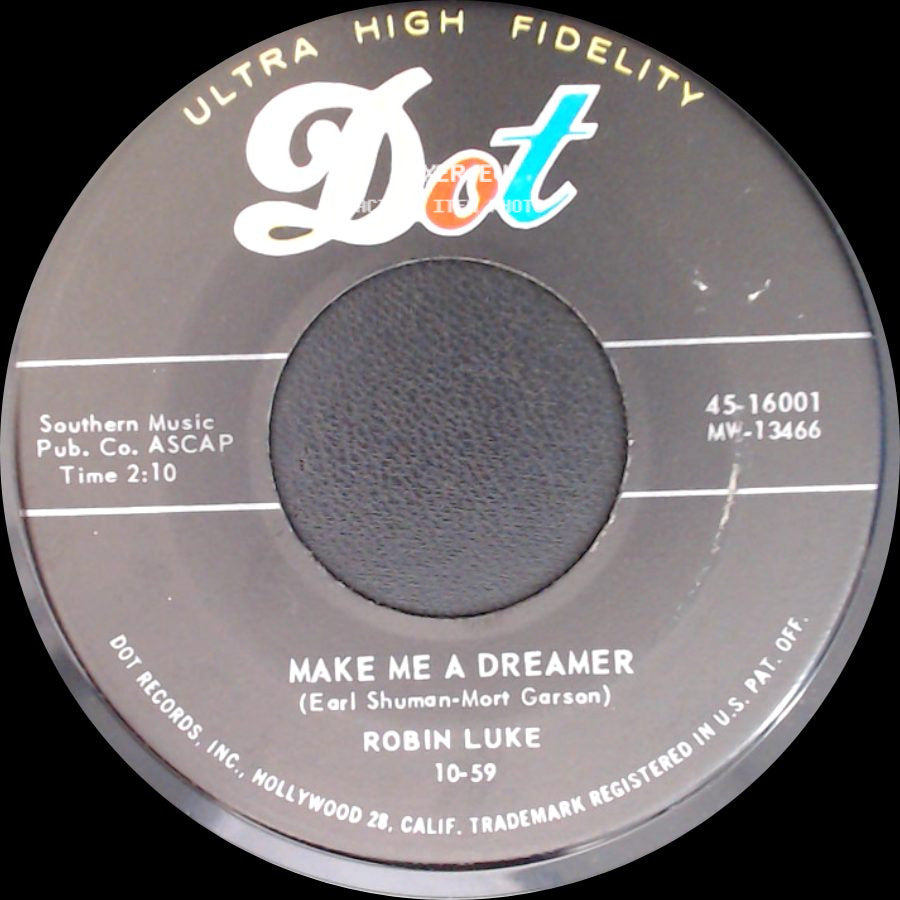 Robin Luke - Walkin' In The Moonlight / Make Me A Dreamer side B