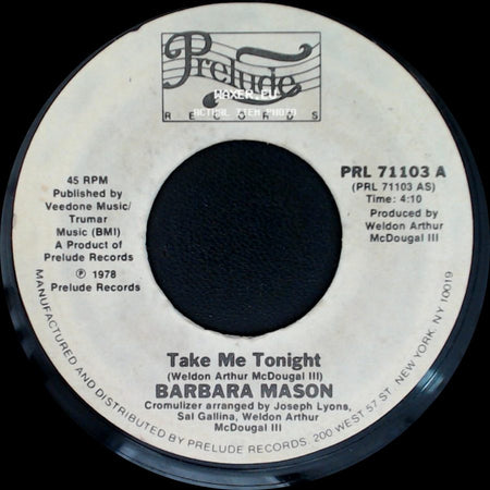 Barbara Mason - Take Me Tonight / I Am Your Woman, She Is Your Wife side A