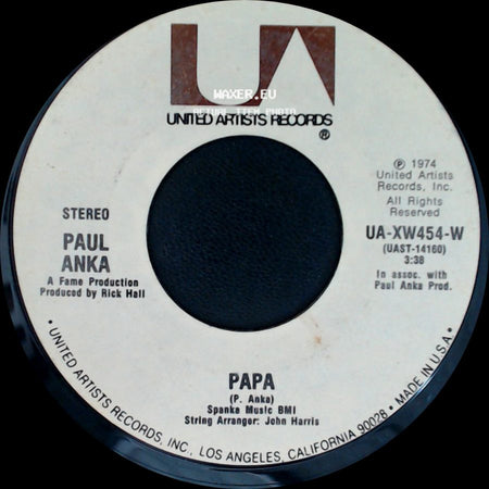 Paul Anka - (You're) Having My Baby / Papa side B