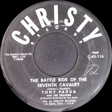 Tony Padua With The Cruisers / Tony Padua - Barbara Ann / The Battle Ride Of The Seventh Cavalry side B