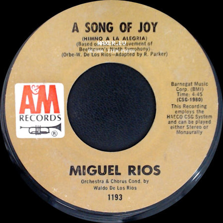Miguel Rios - El Rio / A Song Of Joy (Himno A La Alegria) side B