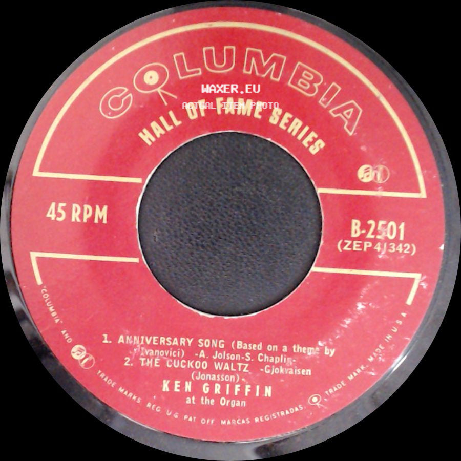 Ken Griffin - You Can't Be True, Dear / The Anniversary Waltz / Anniversary Song / The Cuckoo Waltz side B