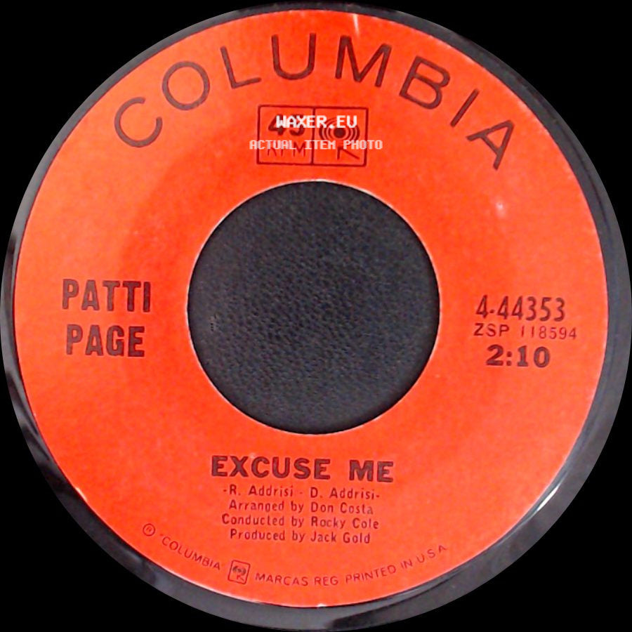Patti Page - Gentle On My Mind / Excuse Me side B
