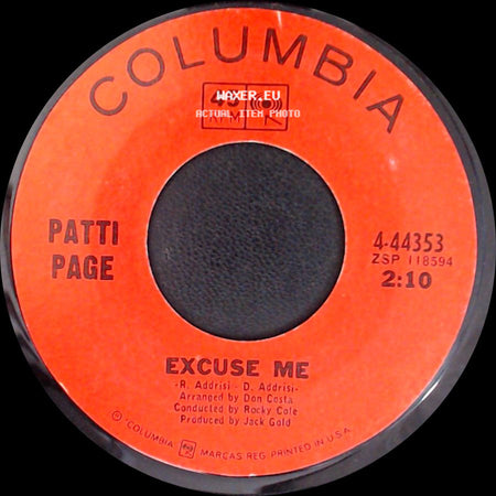 Patti Page - Gentle On My Mind / Excuse Me side B